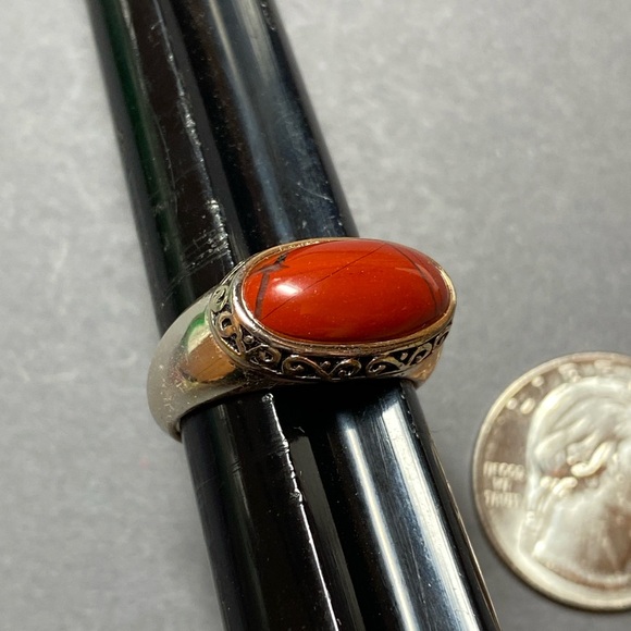 Vintage sterling silver red jasper ring size 8 - Picture 7 of 8